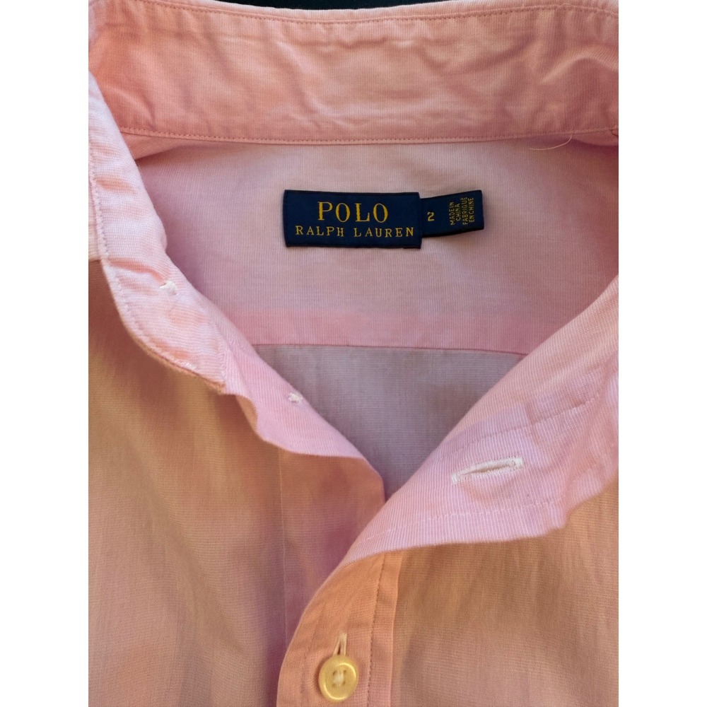 Ralph Lauren Tailored Fit Shirt Dress Womens Size 2 Pink Cotton Preppy Button-Up - Picture 6 of 14